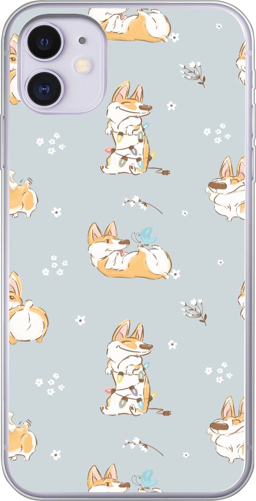 MuchoWow Handyhülle Schutzhülle Hülle für Telefoonhoesje iPhone 11 Muster - Hund - Corgi - Jungen - Mädchen - Kinder - Kinder Silikon Softca...
