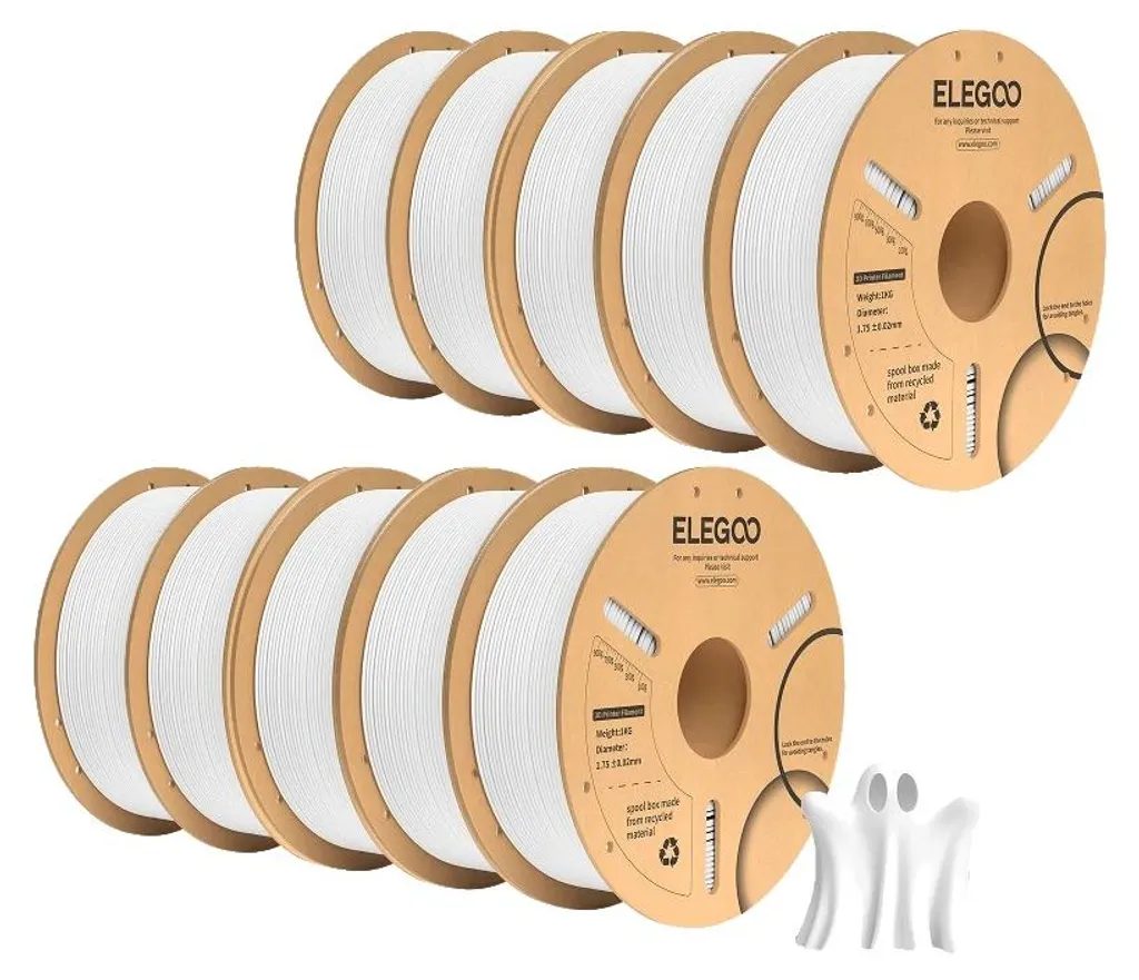 Filament PLA+ 1.75mm blanc pour imprimante FDM, bobine eco 10kg