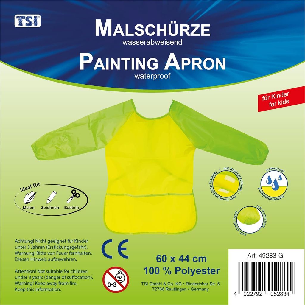 Malschürze f. Kinder 60x44cm (B x H), Farbe gelb Produktbild 