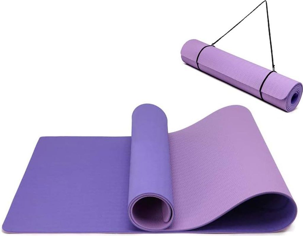 Yogamat Antislip TPE-Sportmat - umweltfreundlich - 1 Stück - lila-helllila - 183x61x0,6 cm