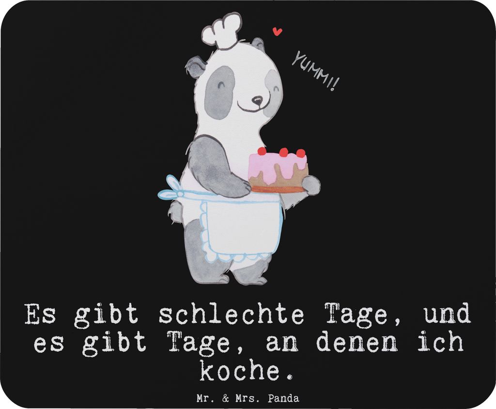 Mr. & Mrs. Panda Mousepad Bär Kochen - Schwarz - Geschenk, Mauspad, Hobbykoch, laptop, Mouse Pad, mousematte, Hobbyköchin, Sport