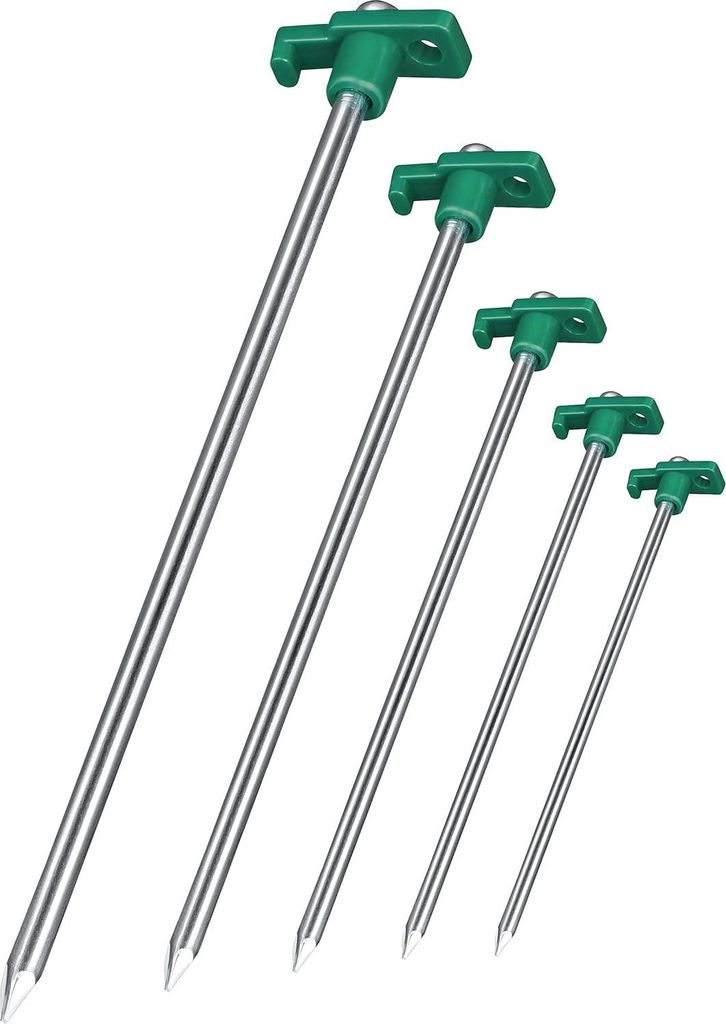 48x rostfreie Erdanker grün silber Ø 07 cm 25 cm Länge - Felsbodenanker Heringe Erdanker verzinkter Stahl Befestigung außen (48)