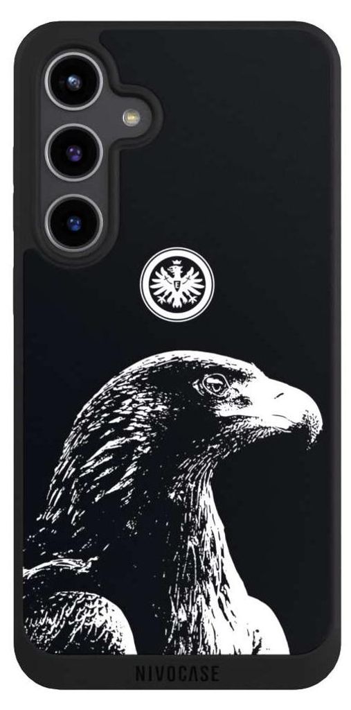 NIVOCASE Handyhülle für Samsung Galaxy S24+ Hülle NIVOpure Case Schwarz Eintracht Frankfurt Offizielles Lizenzprodukt Attila