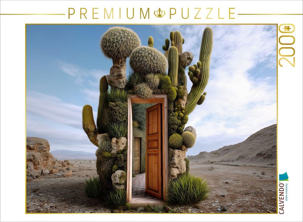 CALVENDO Puzzle Tür auf ins Abenteuer im Wüstengarten | 2000 Teile Lege-Größe 90x67cm Foto-Puzzle für glückliche Stunden