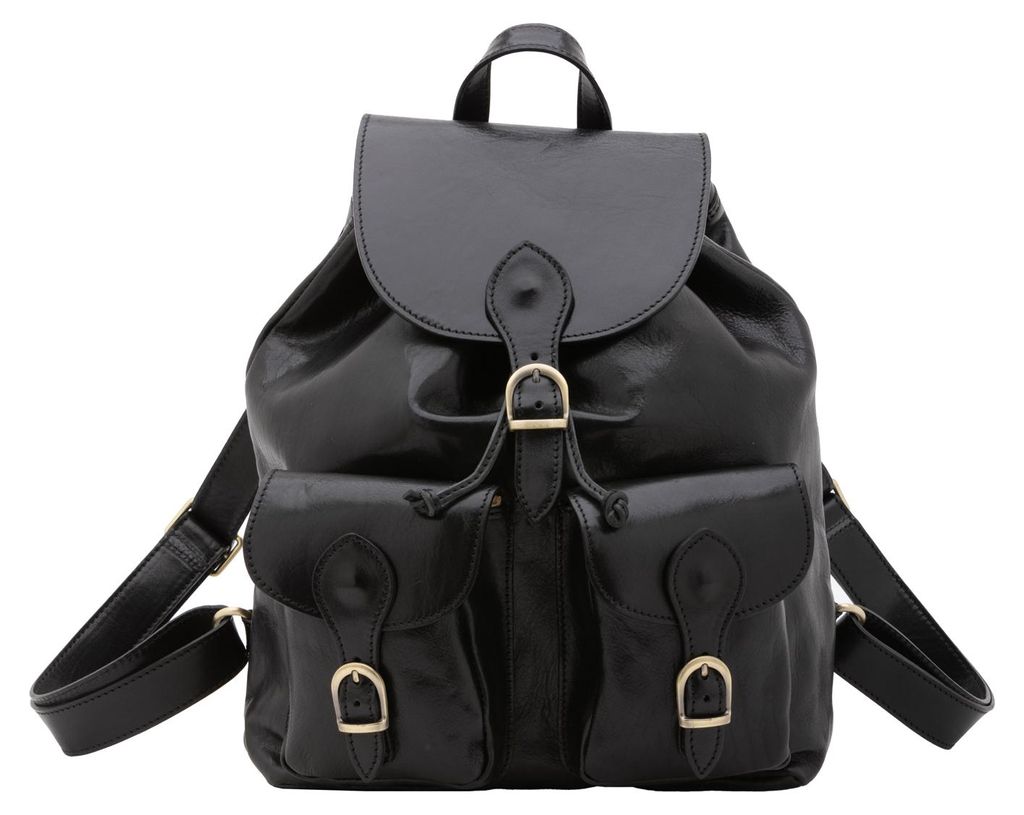 Damen Rucksack Echtleder Rindsleder Verstellbarer Kordelzug Produktbild 