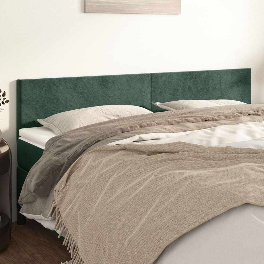 Cloris Designermöbel Kopfteile 2er Set Dunkelgrün 100x5x78/88 cm Samt 2024 Neu