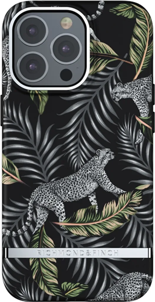 Richmond & Finch, Cover protettiva antibatterica per iPhone 13 Pro con motivo a giungla, grigio