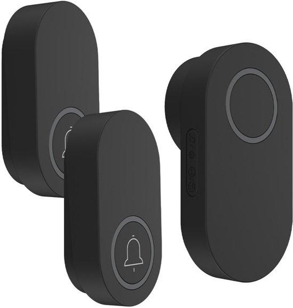 draadloze deurbel mit integrierter batterie und deursensor, 2 sender + 1 empfänger