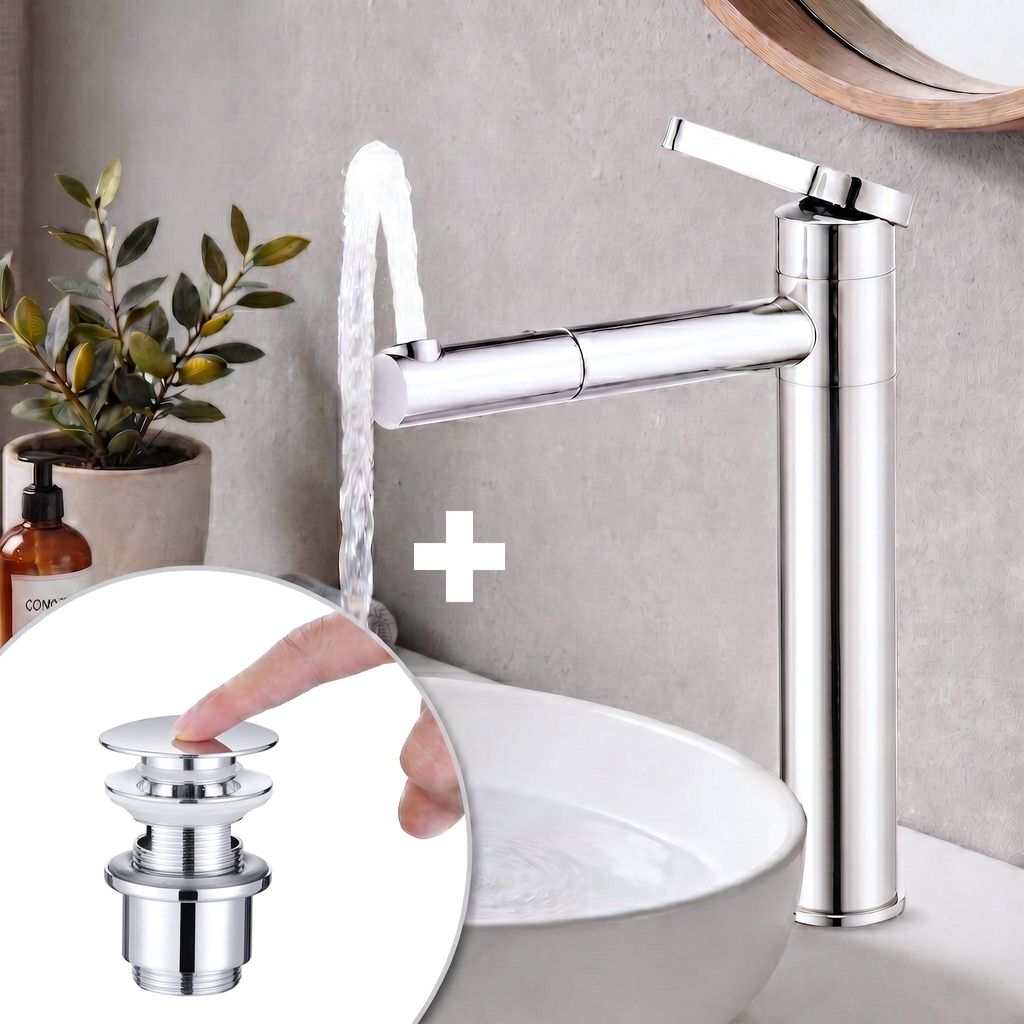 Bateria umywalkowa Homelody, chromowana, uniwersalna, z Zdjęcie produktu 