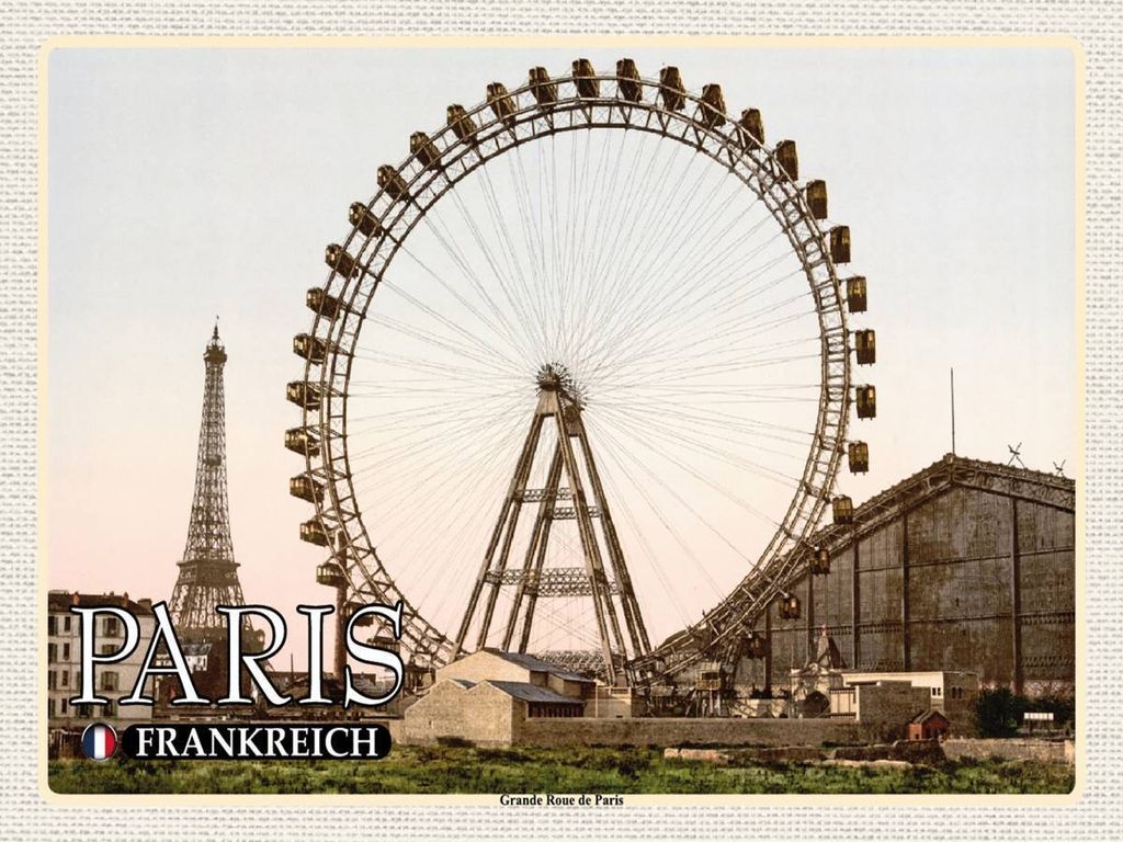 vianmo Holzschild 30x40 cm Paris Frankreich Grande Roue Riesenrad