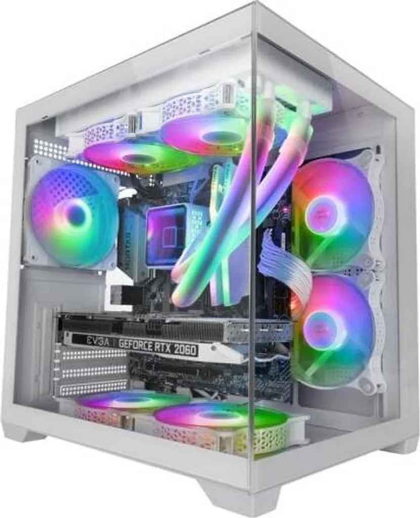 Mars Gaming Mc-view2 Microatx Microatx PC Case Doppia ventola in vetro temperato Frgb 120mm Bianco