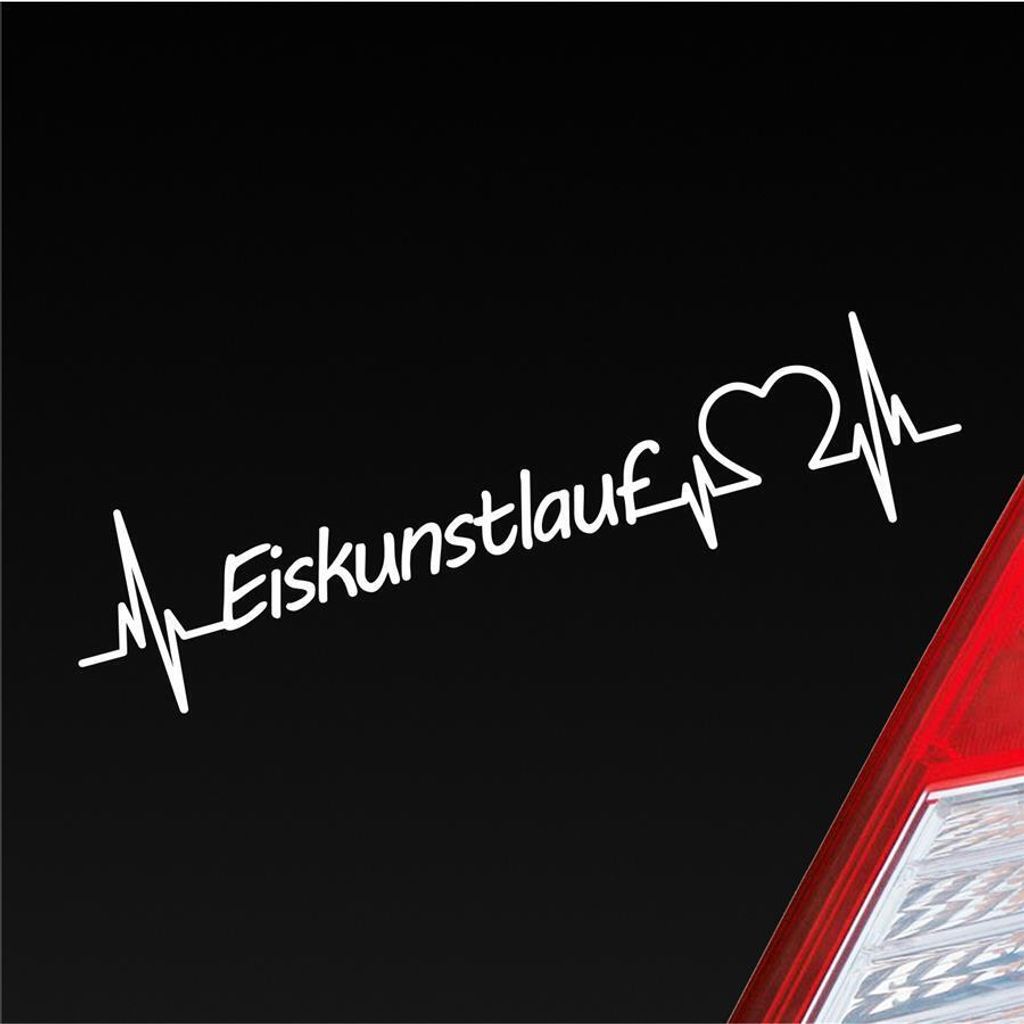 Auto Aufkleber Eiskunstlauf Herzschlag Wintersport Eis Sport Liebe 19x5 cm Weiss Glanz Sticker Heckscheibenaufkleber