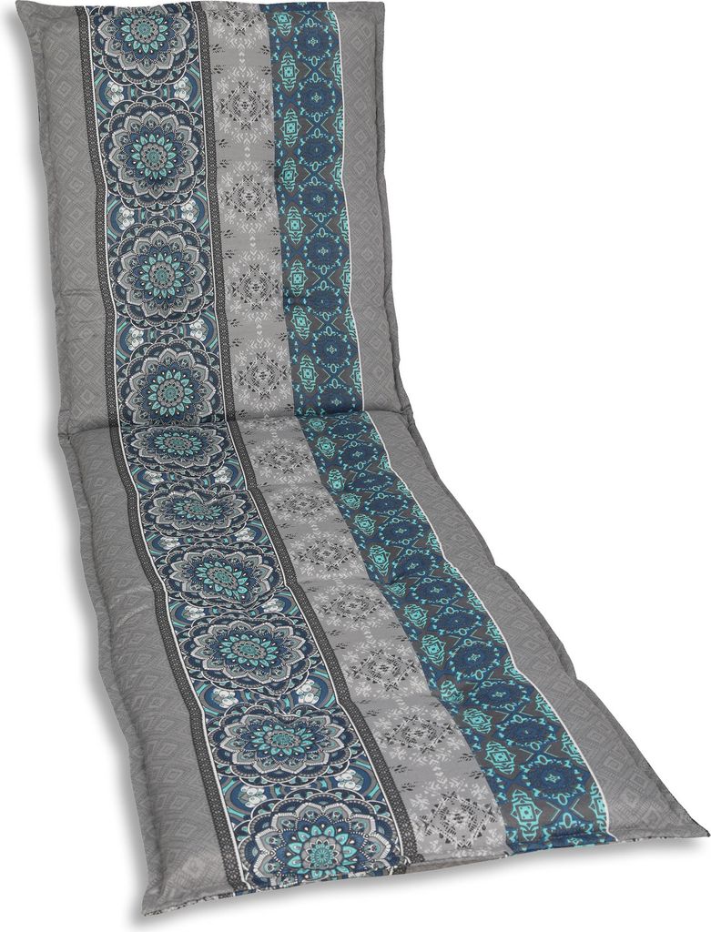 GO-DE Textil, Liegenauflage, Ornamentstreifen blau grau, Produktbild 
