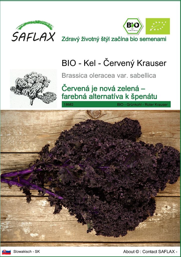 SAFLAX - BIO - Kel - Červený Krauser - Brassica oleracea Obrázok produktu 