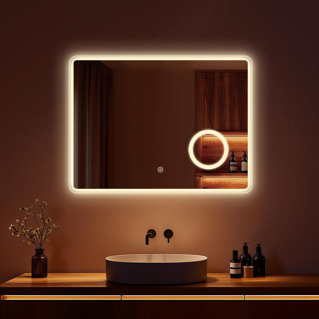 S'AFIELINA Specchio da bagno a LED 80 x 60 cm specchio da Immagine del prodotto 