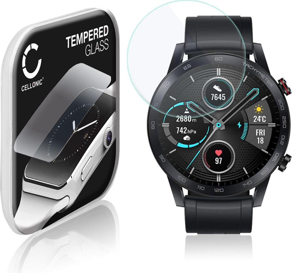 CELLONIC 9H Display Schutzglas für Honor Magic Watch 2 (46mm) Smartwatch, 2.5D Full Glue Screen Protector Glass, Fitness Tracker Displayschutz Gla...