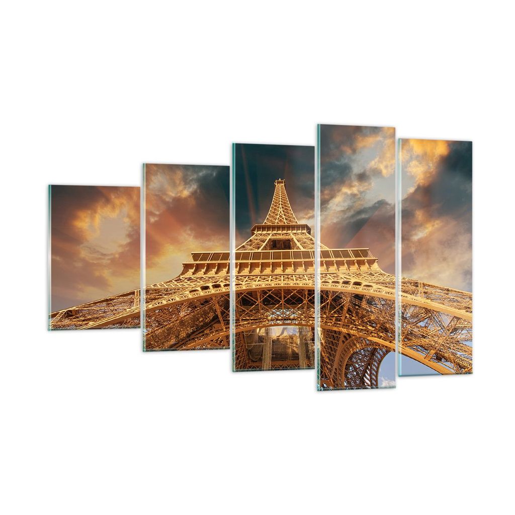 Bilder auf glas - Eiffle Architektur Paris - 100x60cm - Glasbilder - Wandbilder - Kunstdruck - zum Aufhängen bereit - Wanddekoration aus Glas - Gl...