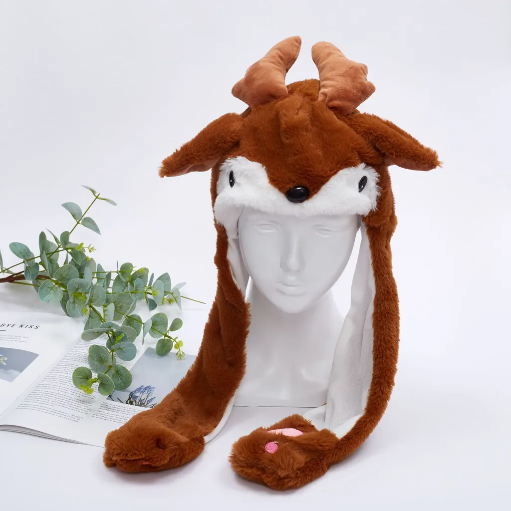 Party cosplay divertente PLU è un cappello di Natale con orecchie movibili salto, cappello di Natale carino, alce
