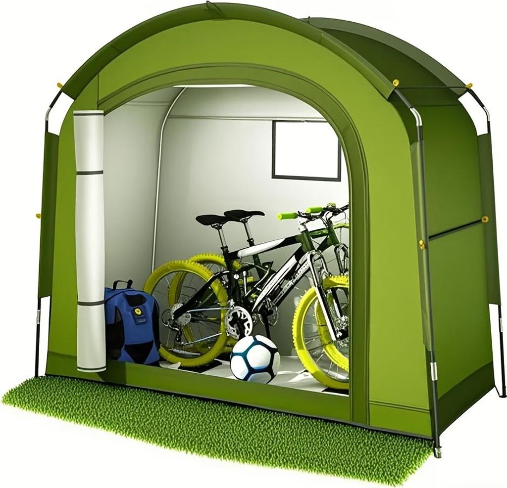 Großes Outdoor Aufbewahrungszelt für Camping, wind- & wasserdicht, faltbar, ideal zur Lagerung von Mountainbikes & Ausrüstung, Grün 200x80x165cm