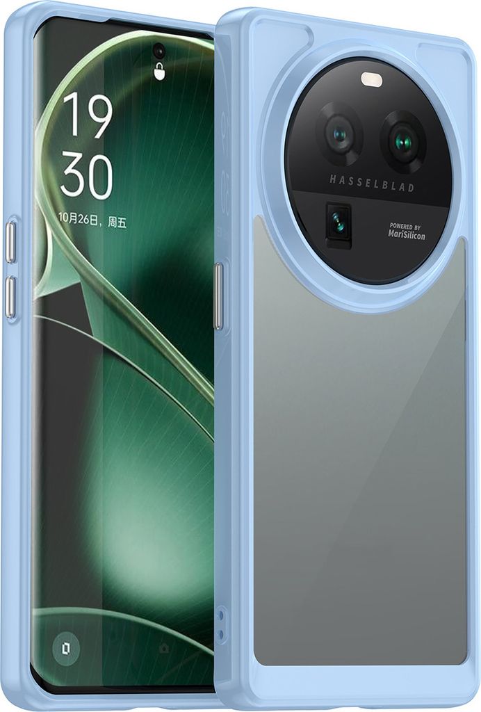 Oppo Find X6 Pro Hülle, Klar Rückseite Stoßfeste TPU Silikon Bumper Schutzhülle für Oppo Find X6 Pro Blau