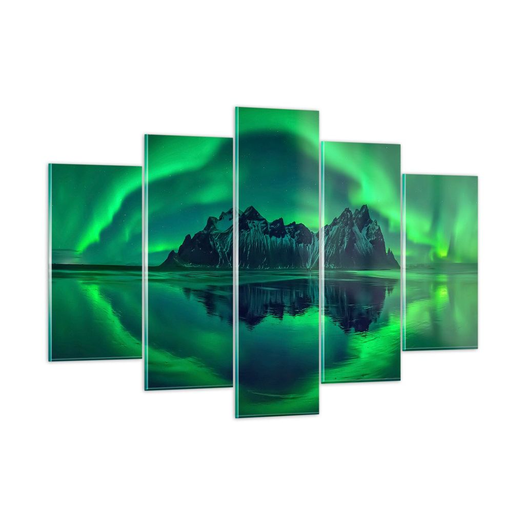 Bilder auf glas - Berg Gletscher Wasser - 150x100cm - Glasbilder - Wandbilder - Kunstdruck - zum Aufhängen bereit - Wanddekoration aus Glas - Glas...