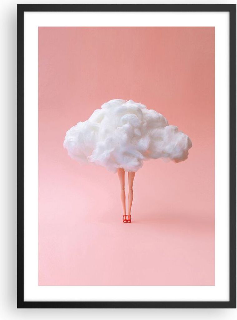 Gerahmtes Poster - Schwarzer Rahmen - Wolke Beine Surrealismus - 50x70 cm - Wand Bild - Wanddeko - Wandbilder - Kunstposter - Wandposter - Bilderra...