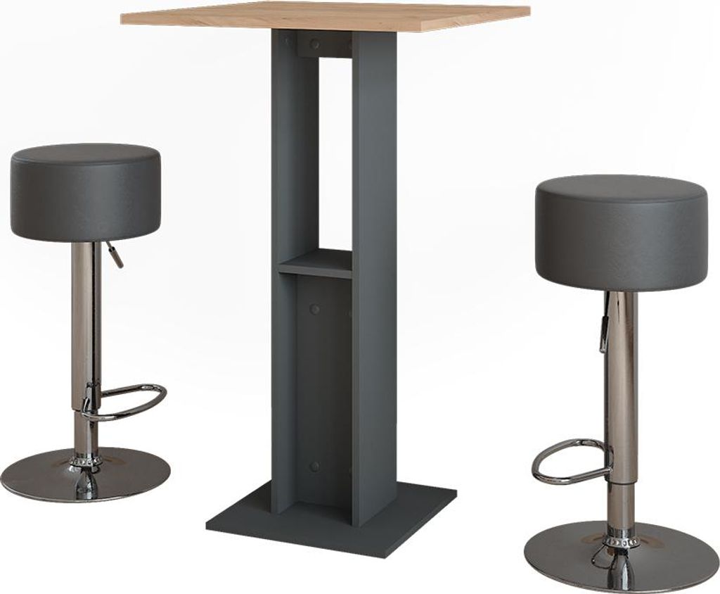 Bartisch-Set Vicco Repose Goldkraft Eiche/Anthrazit 65 x 65 Produktbild 