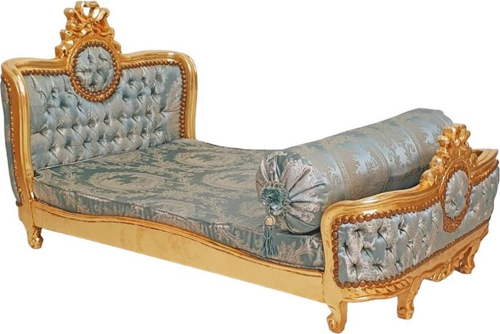Casa Padrino Barock Hundebett Grün Muster / Antik Gold - Handgefertigtes Antik Stil Hundebett - Prunkvolle Hunde Möbel im Barockstil - Antik Stil...
