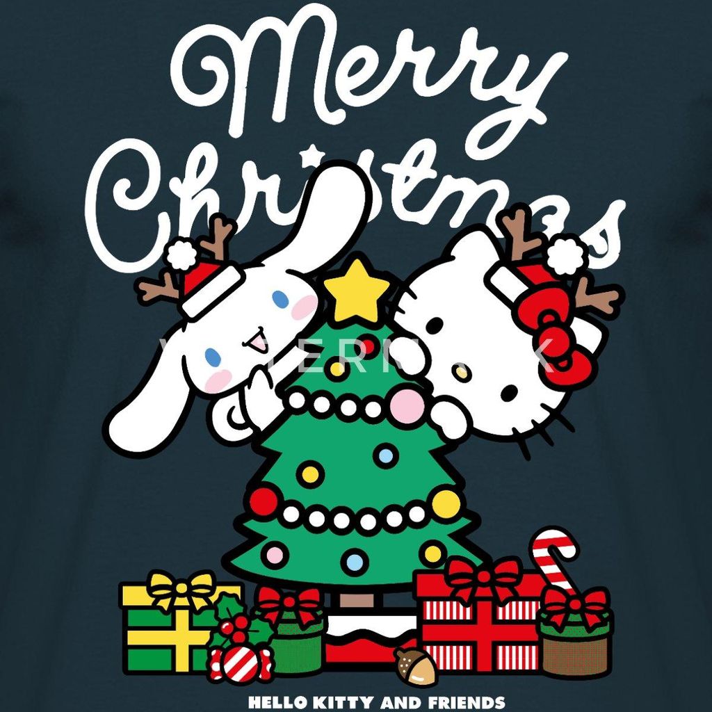 Spreadshirt Hello Kitty Und Cinnamoroll Weihnachten Männer T-Shirt, XL, Navy