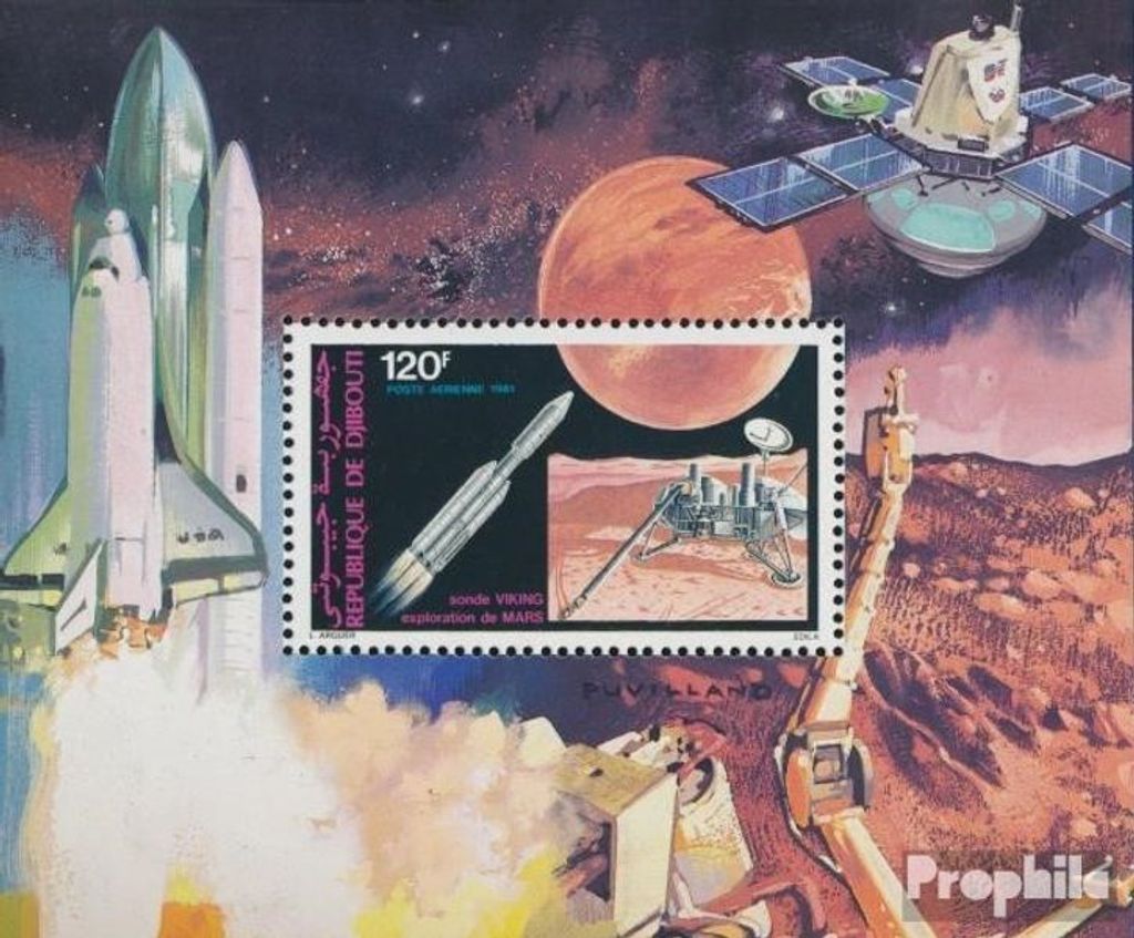 Briefmarken Dschibuti 1981 Mi Block34A postfrisch Bemannte Raumfahrt