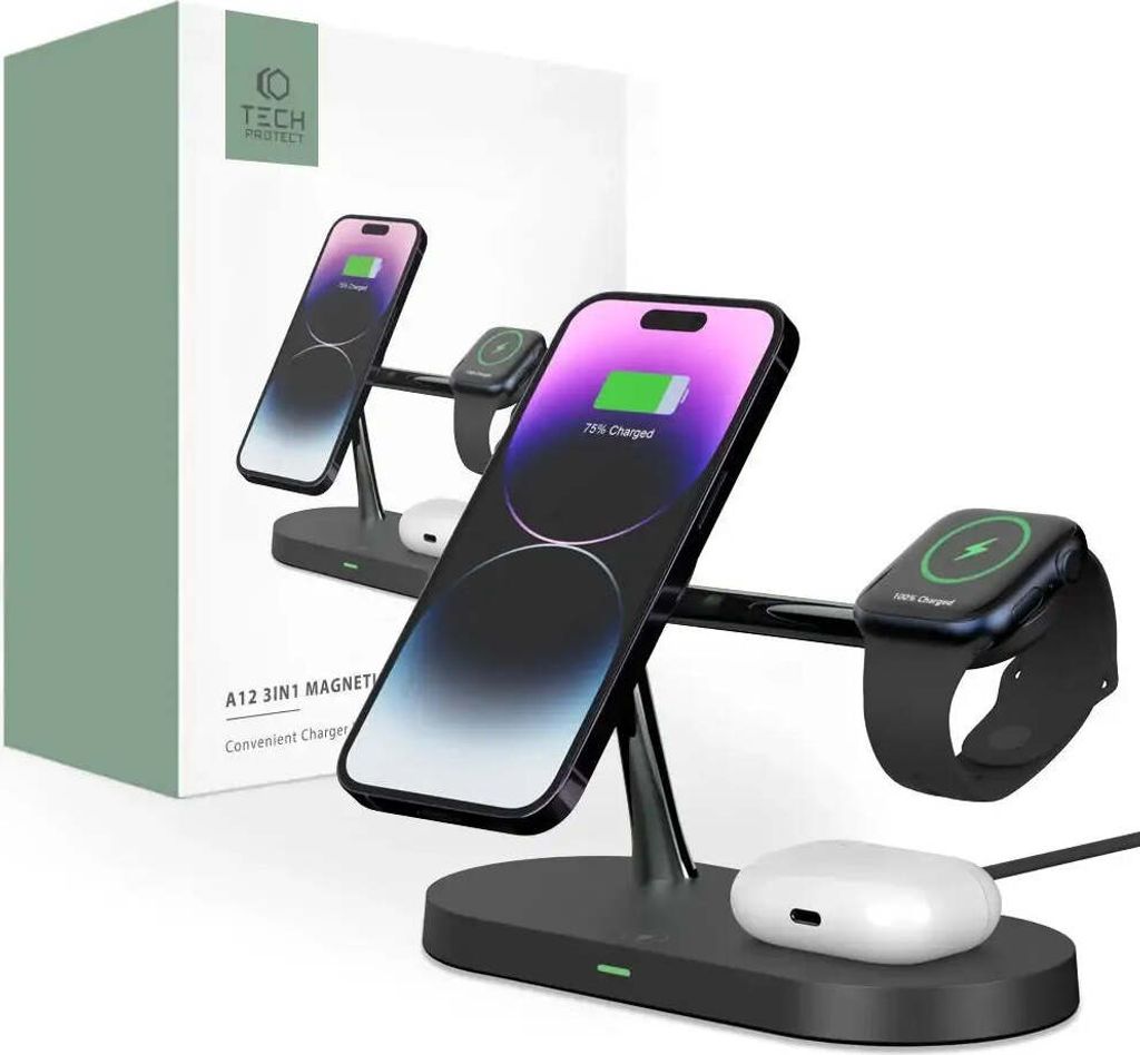 Tech-Protect A12 3In1 Magnetic Magsafe Wireless Charger Zdjęcie produktu 