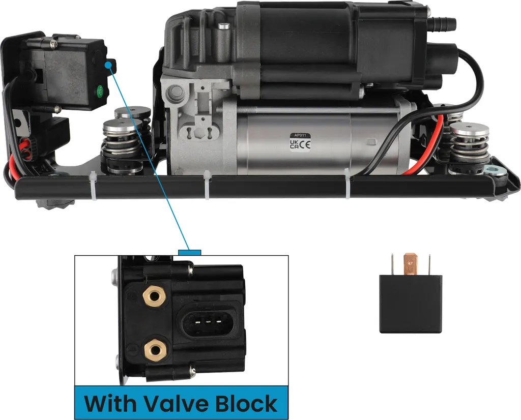 Compresseur suspension BMW F11 F07 F01 avec bloc valve et relais 12V