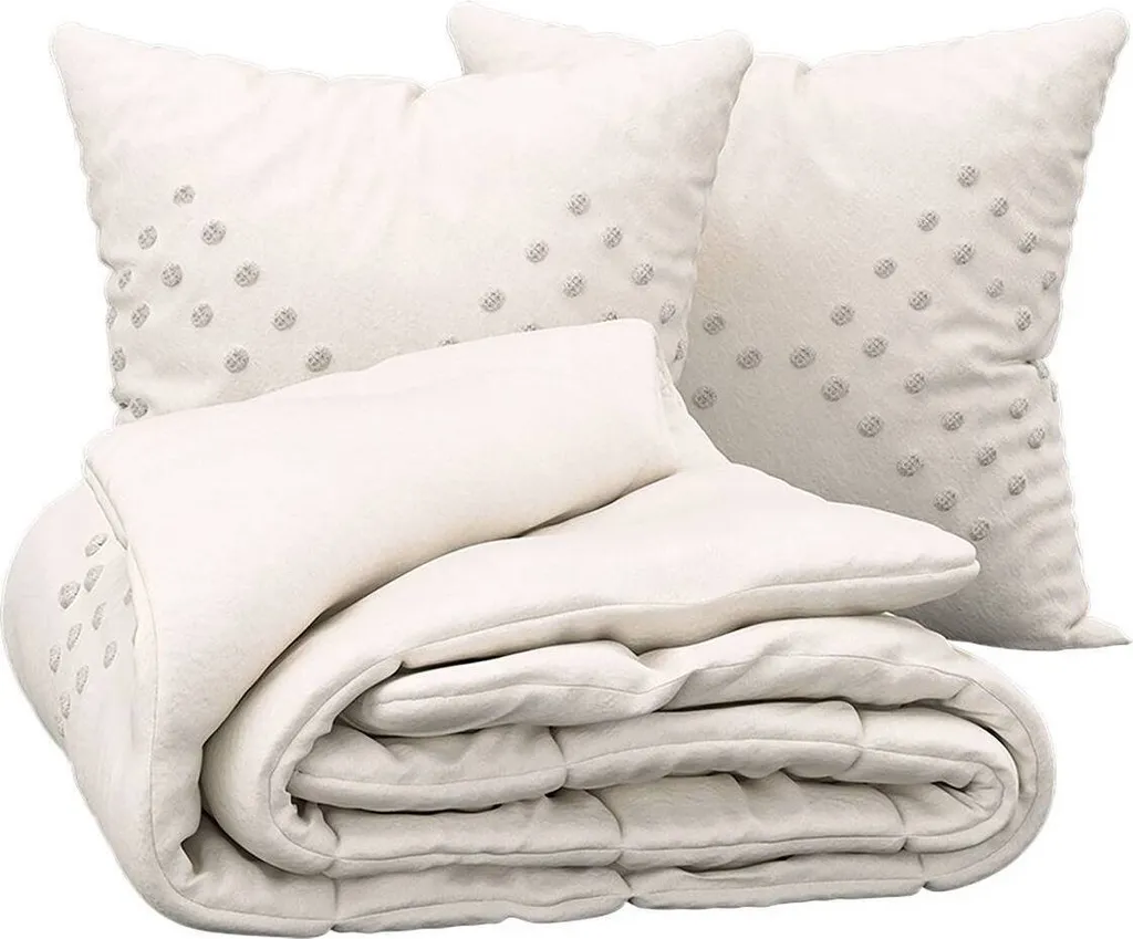 Linge de lit 220x240 cm beige pour chambre parentale avec 2 taies incluses