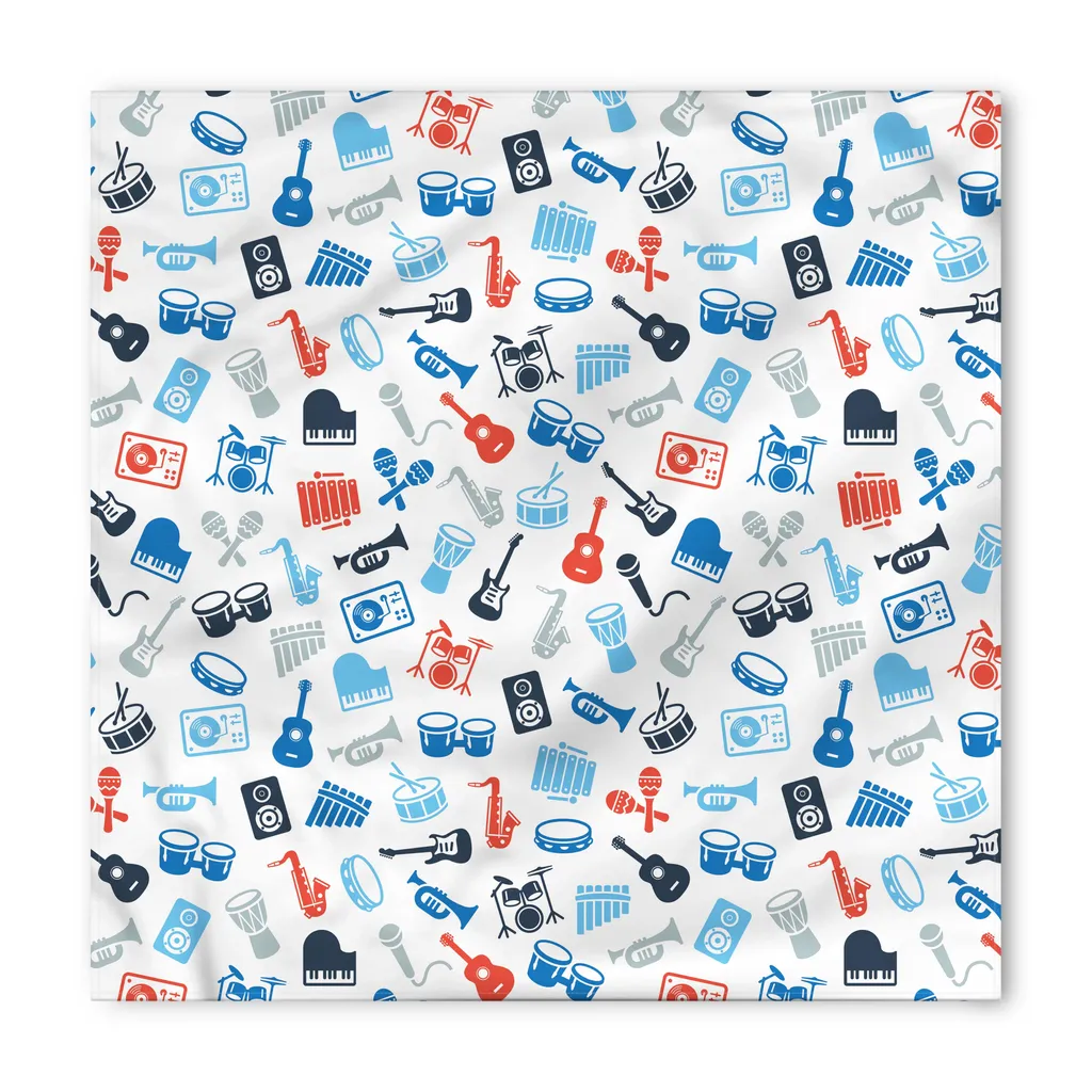 ABAKUHAUS Bandana per animali domestici con motivi jazz, fascia retrò, 55x55 cm, blu, rosso, grigio - 2