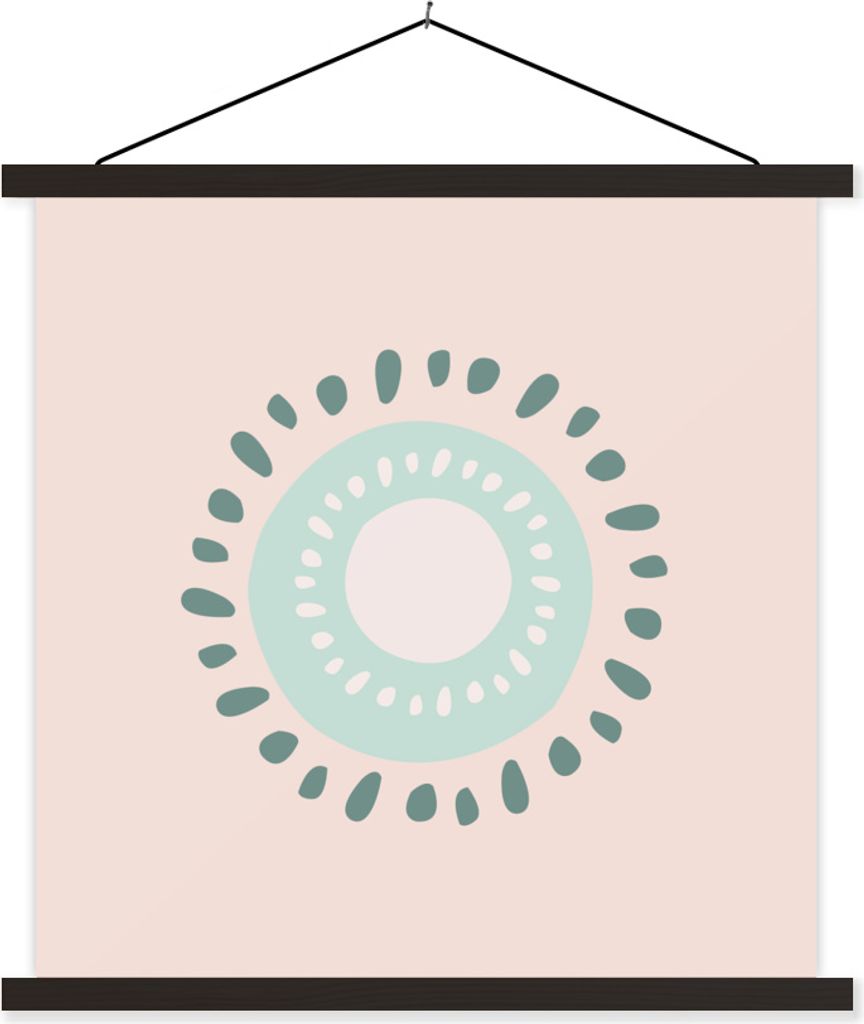 MuchoWow Textilposter Sommer - Kiwi - Rosa 120x120 cm mit schwarzem Rahmen - Aufhängungsset