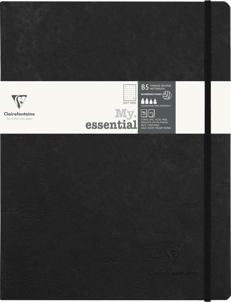 Clairefontaine 794431C - Notizbuch My.Essential Age Bag, Format B5 (19x25 cm), mit Fadenbindung, 96 Blatt nummeriert, dot/punktkariert, Papier elfe...
