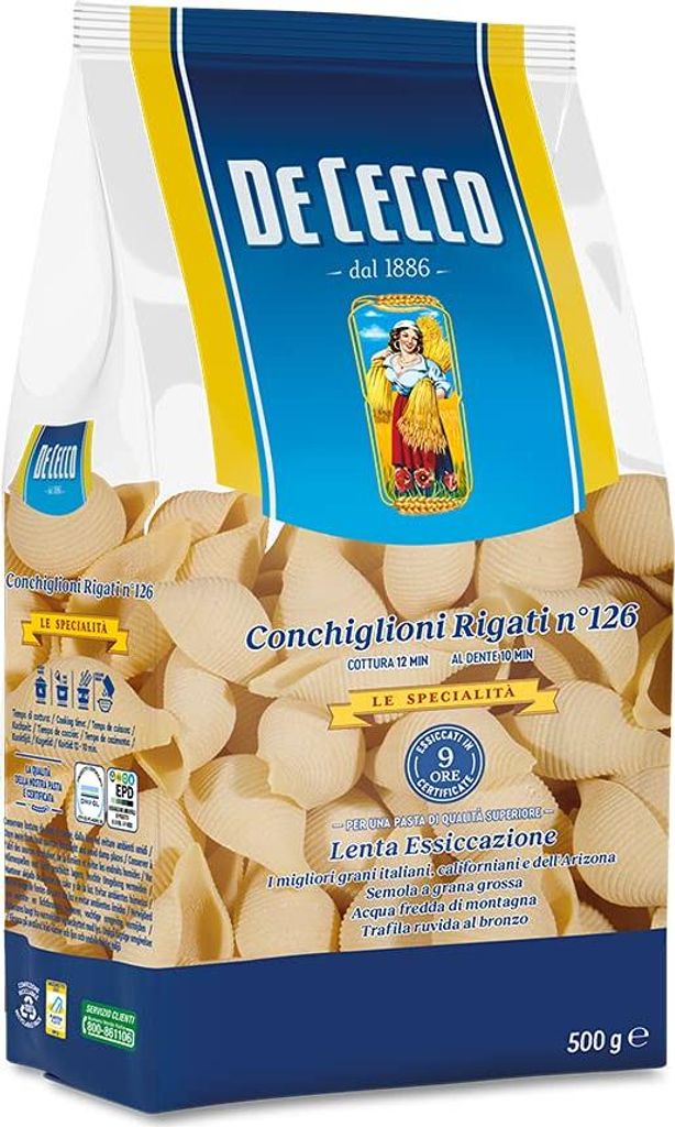 De Cecco Conchiglioni Rigati Nudeln 500 g, 6 Stück
