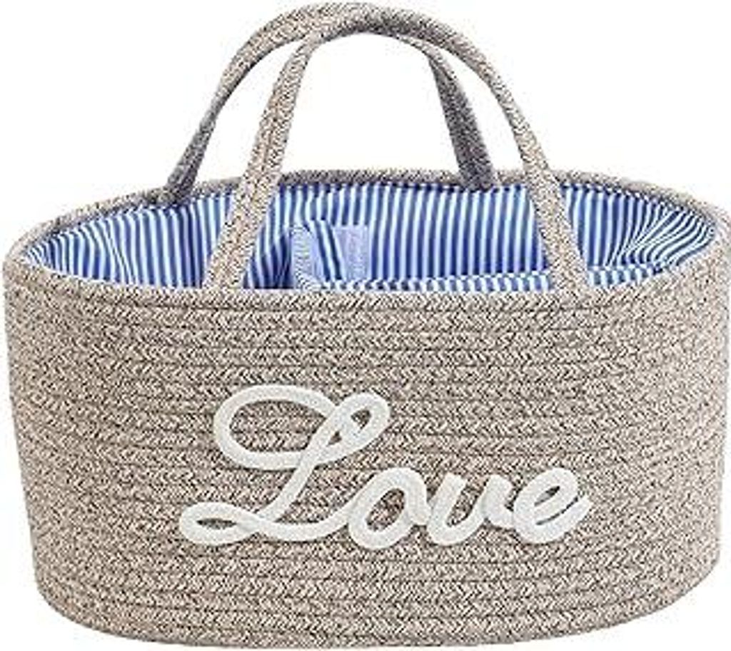 Baby Windel Caddy Korb, Wickeltasche Organizer, Wickelkorb Organizer mit Wechselbaren Fächern & Griffen, Tragbarer Aufbewahrungskorb für den Wick...