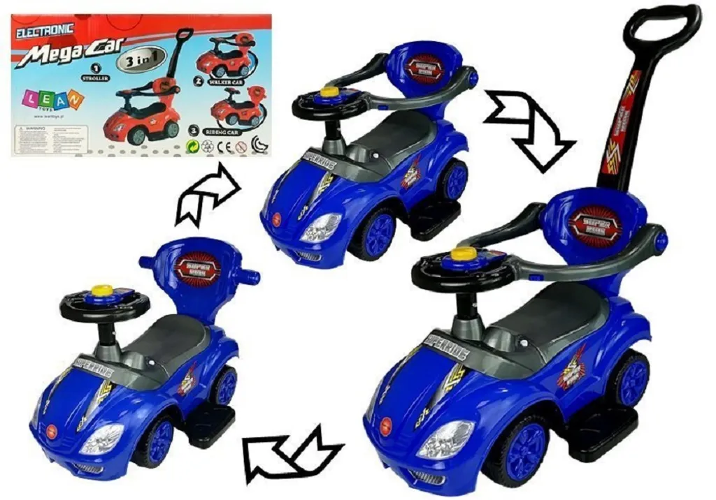Voiture enfant Mega Car 3in1 bleu : évitez l'achat de 3 jouets différents