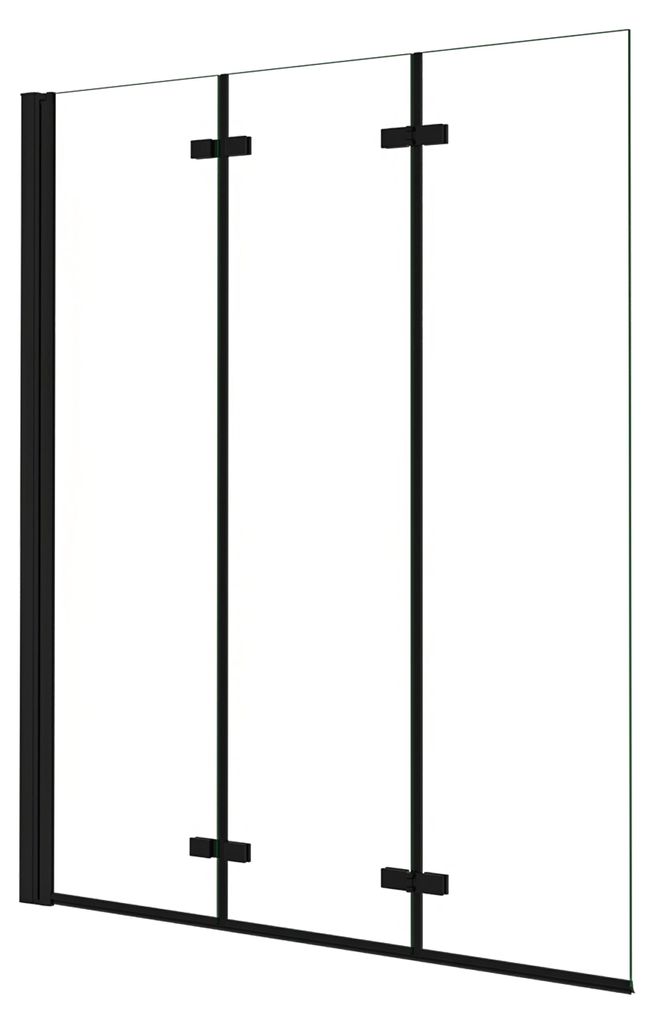Duschspa 130x140cm Schwarz Badewanneaufsatz 3-teilig Produktbild 