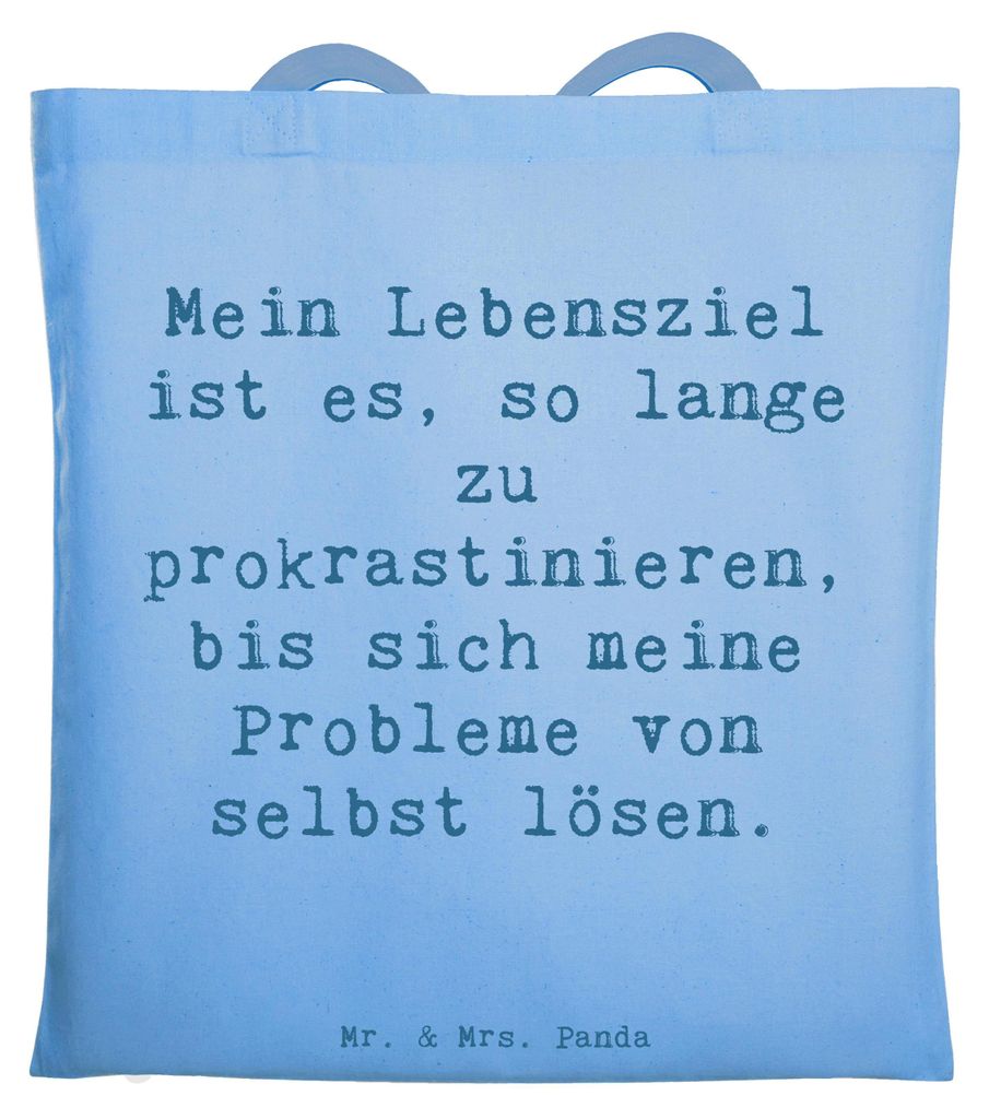 Mr. & Mrs. Panda Tote Bag Spruch Lebensziele Prokrastination - Sky Blue - Geschenk, locker, Zitat, Laptoptasche, Motivation, stoff shopper, Stimmun...