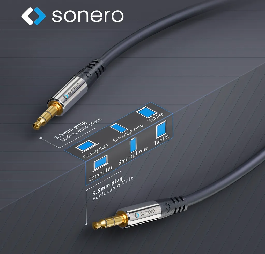 Sonero Cavo Audio Jack 3,5 mm 5m - Qualità Premium contatti Oro