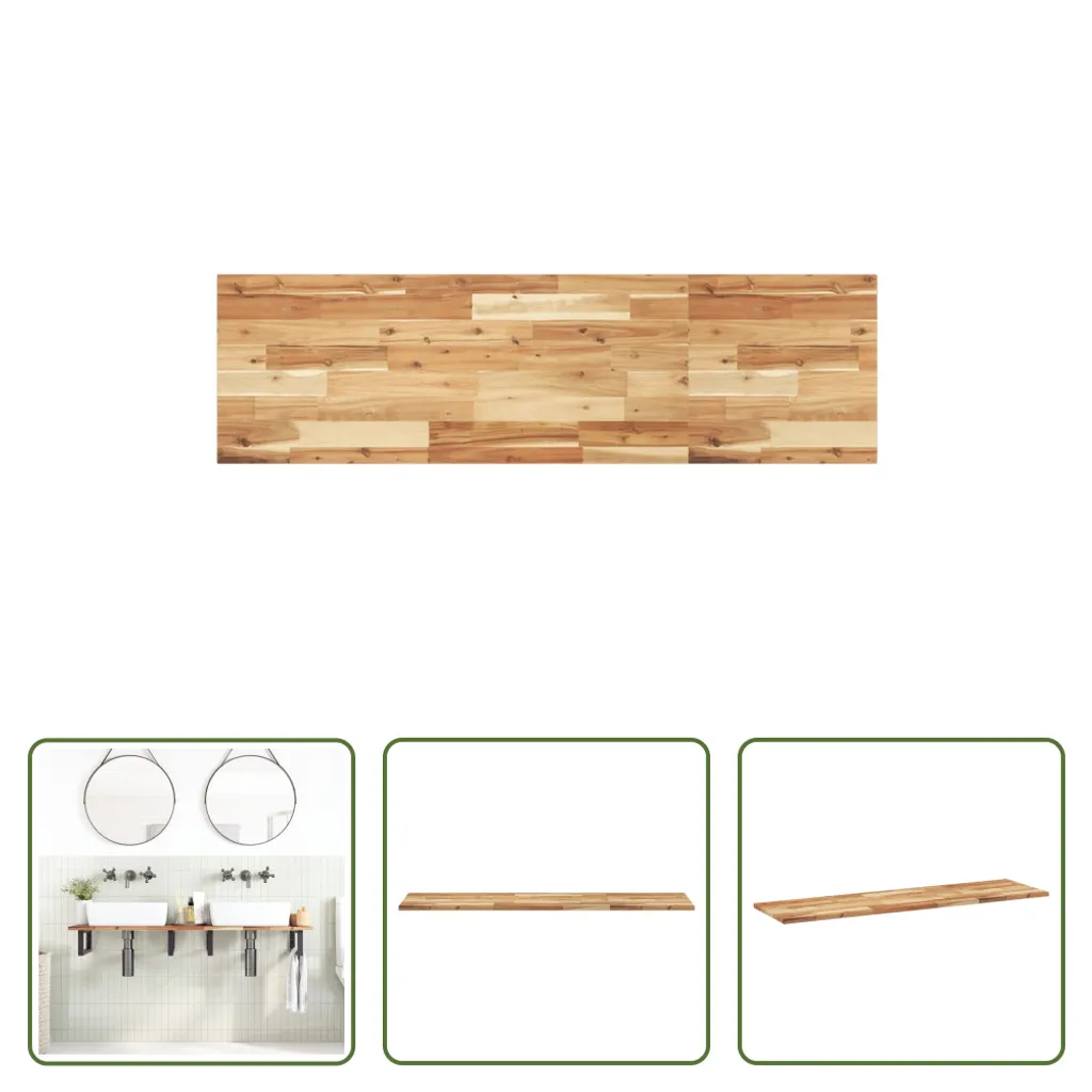 Top Bagno 140cm Legno Acacia Massello | Mensola Lavabo Design Moderno