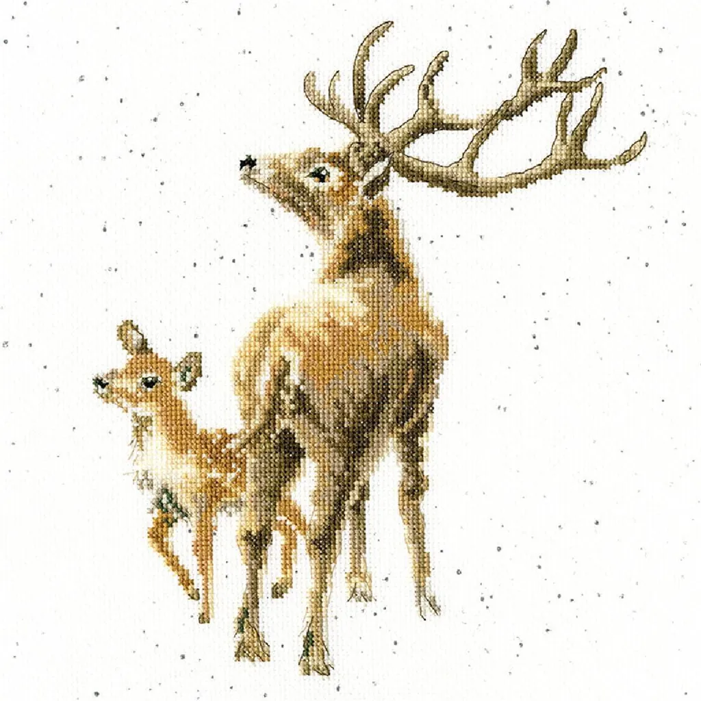 Tableau brodé cerf 26x26cm - Kit Bothy Threads Sauvage dans le coeur