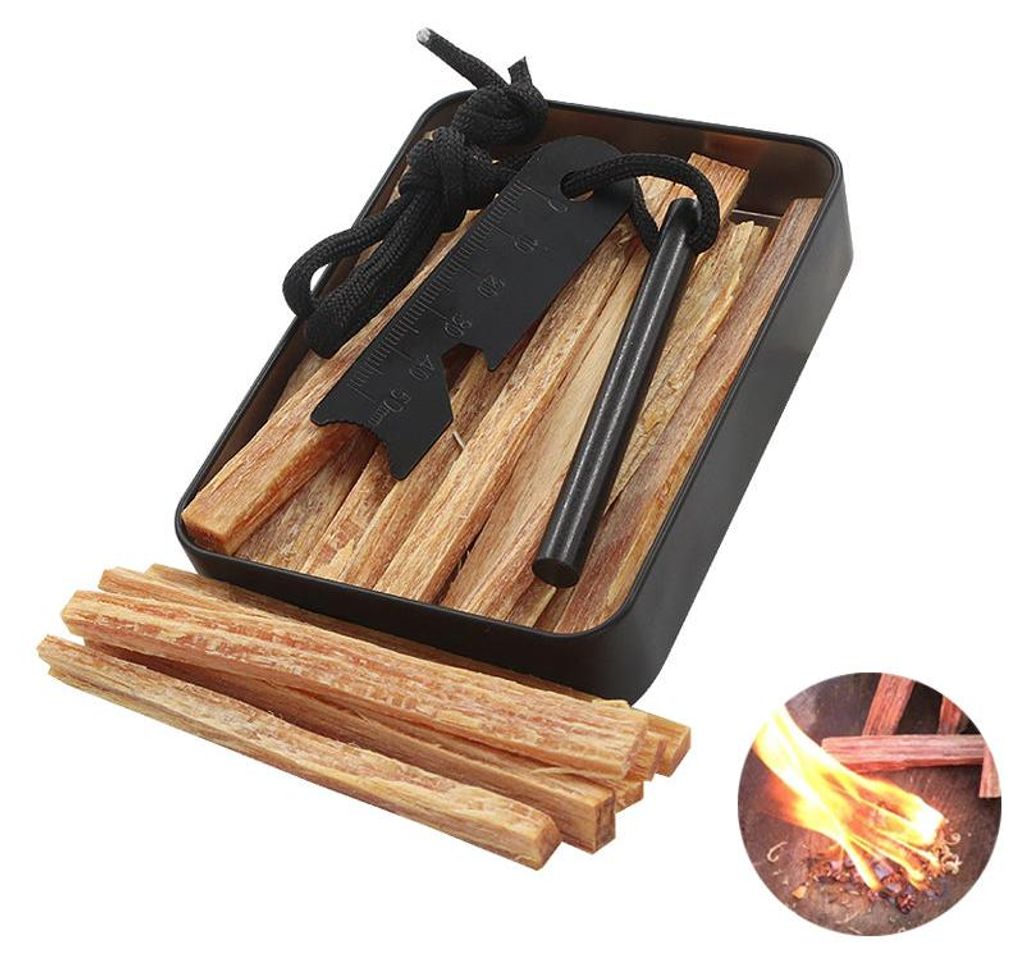Feuerstahl Set Firestarter mit Schaber, Kienspan & Produktbild 