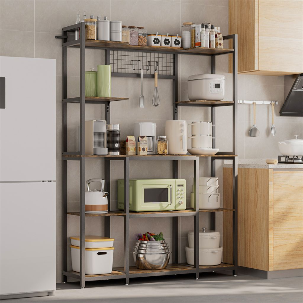Unho Multifunktionales Standregal Braun aus MDF und Metall Produktbild 