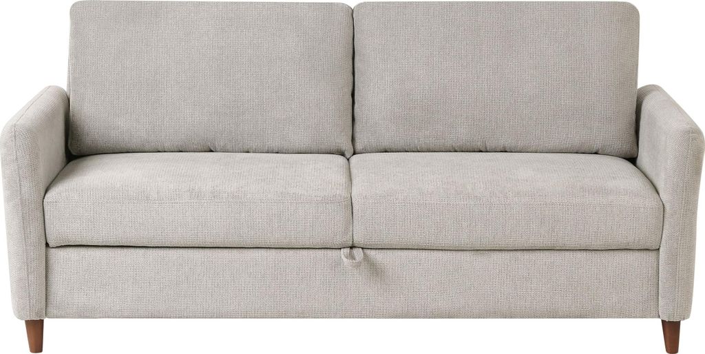 BELIANI Sofa Grau aus Stoff 3-Sitzer Gepolstert mit Stauraum für 3 Personen Modernes Retro Design Couch Wohnzimmermöbel