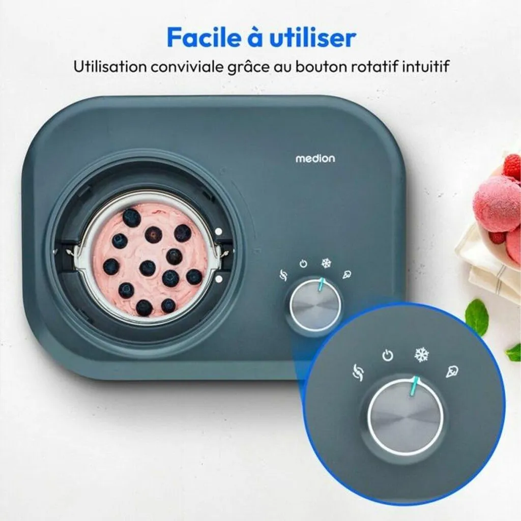 Appareil à glace maison MEDION pour desserts glacés frais et sains