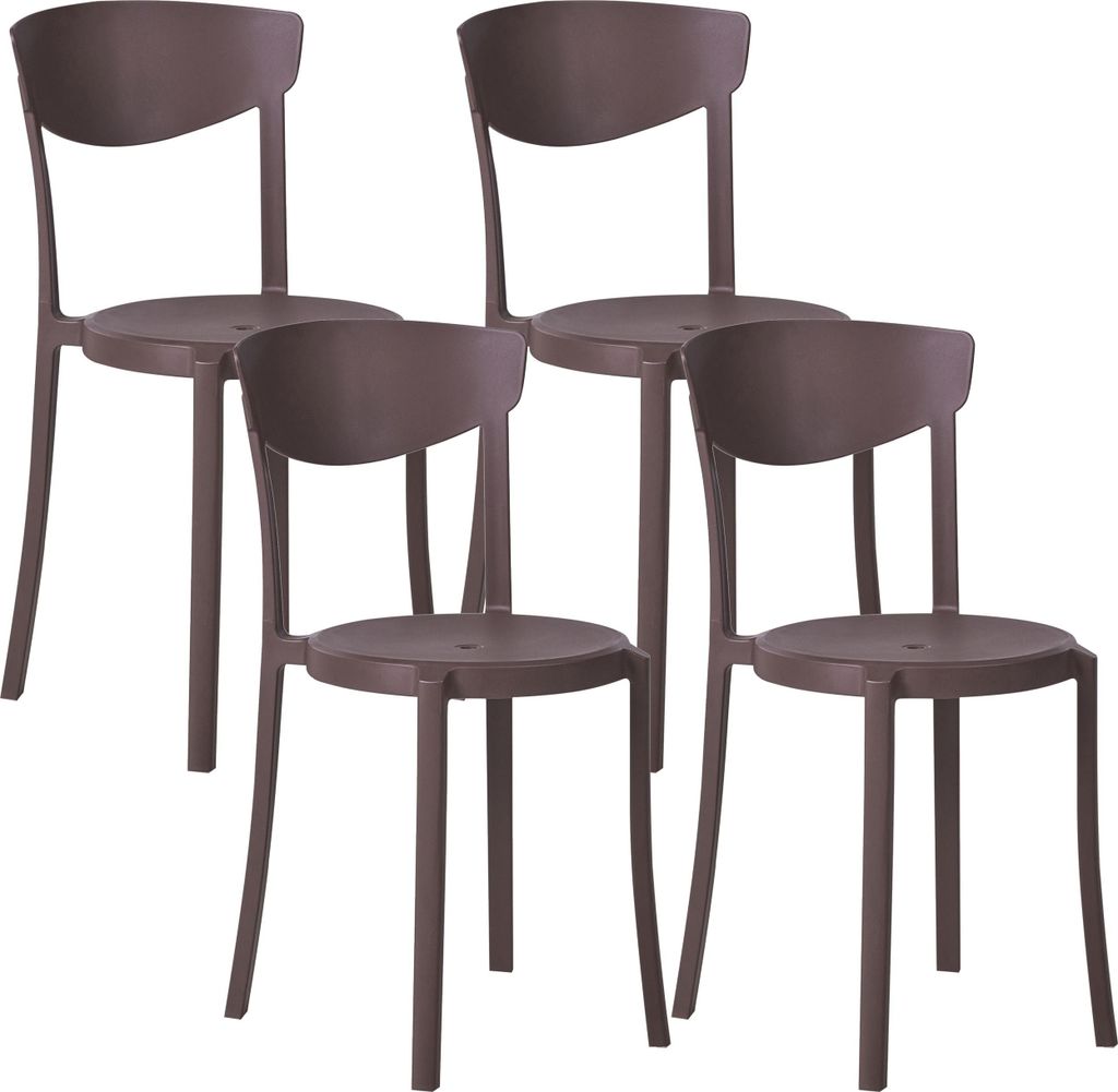 BELIANI Esszimmerstuhl 4er Set Braun Kunststoff Matt Modern Produktbild 