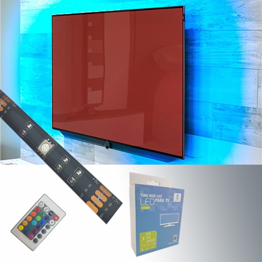 RGB LED Streifen 2x50cm für TV Fernseher selbstklebend mit Fernbedienung